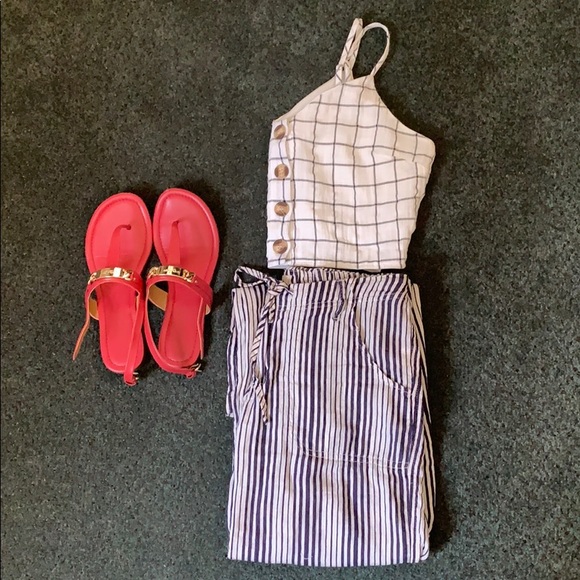 Lounge pants - linen striped wide leg comfy - Picture 3 of 8